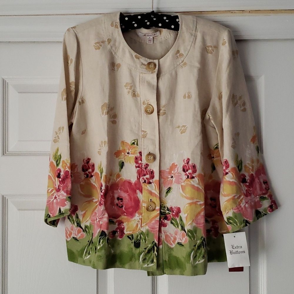 JM COLLECTION Linen Blouse Jacket